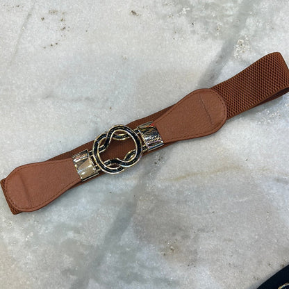 Fancy Belt Gold Black Buckle Design Women Belt 1609