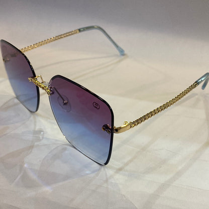 CUG Frameless Golden Stick Purple Blue Shade Sunglass 68122 61 17-145