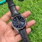 Black Strap Silver Ring Blue Dial Chrono Working Men’s Watch