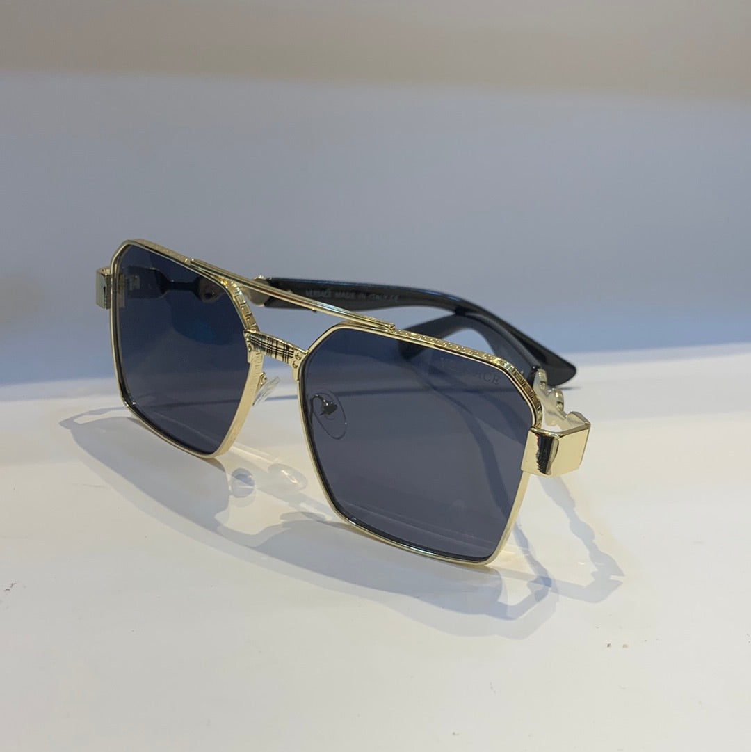 Rev Golden Frame Black Shade Unisex Sunglass LY6015 53 18-143