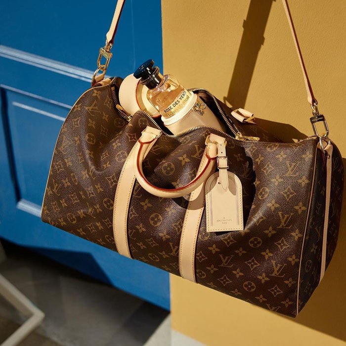 UOL Brown Gold Cream Monogram  Unisex Duffle Bag 41423