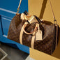UOL Brown Gold Cream Monogram  Unisex Duffle Bag 41423