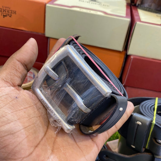 EMA Grey Colour Sliver Buckle Genuine Leather Surplus Men’s Belt 411378