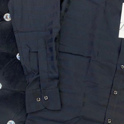 Black Colour ZR Zar Raz With Navy Blue Lines Relaxed Fit Branded Shirts 9106