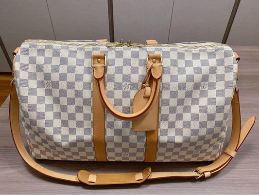 UOL White Cream Grey Black Red Check Unisex Duffle Bag