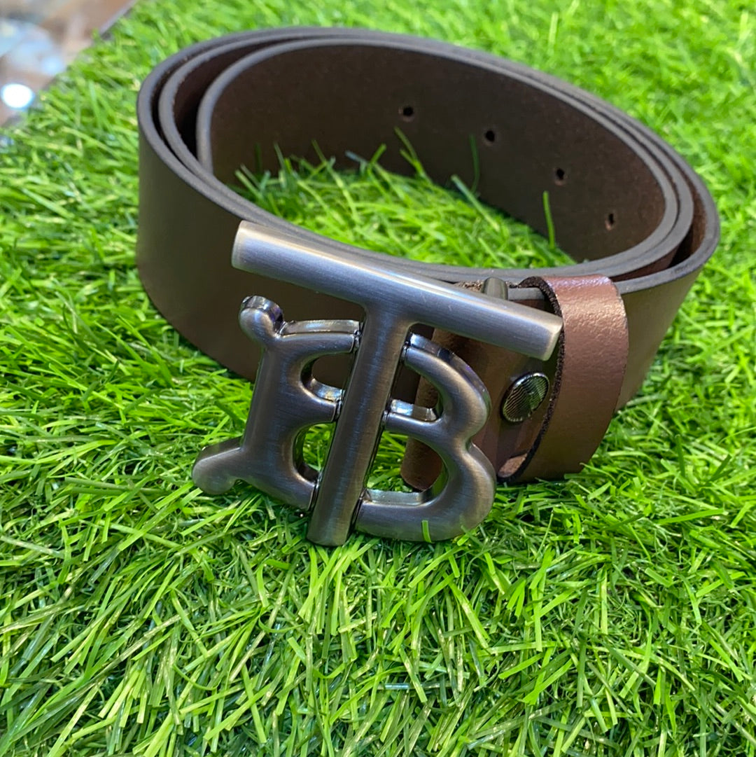 Brown Grey Genuine Leather Belt 900237