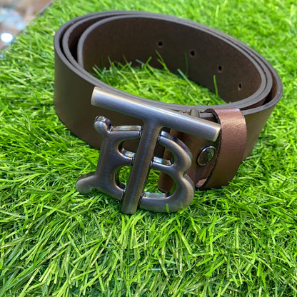 Brown Grey Genuine Leather Belt 900237