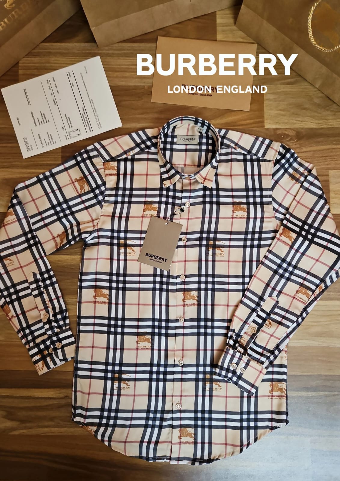 RUB BUR Brown Check Print With Rub Logo Premium Quality Full Sleeve Mens Shirt 780112