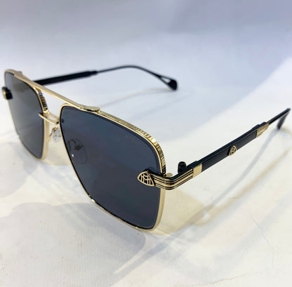 YAM Golden Black Frame Blue Shade Sunglass