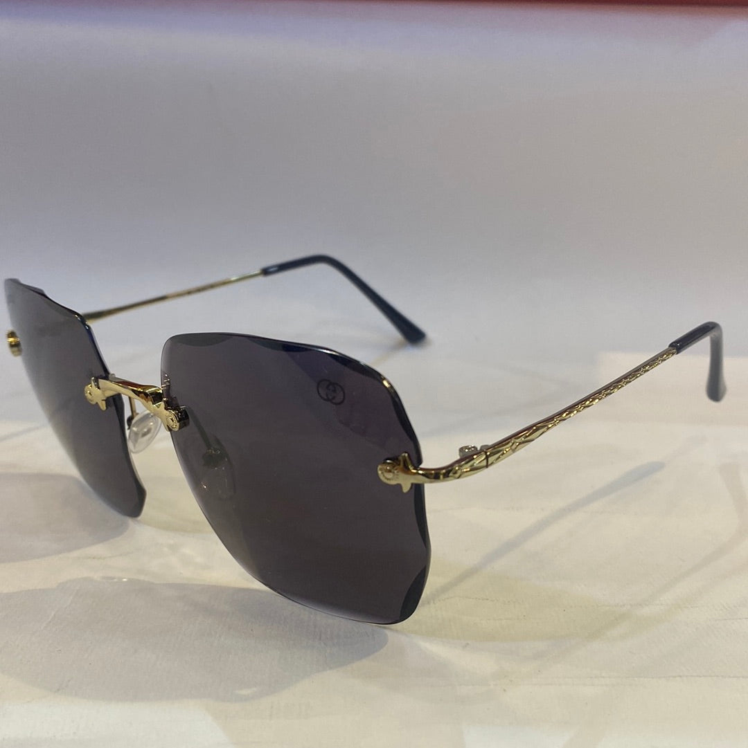 CUG Frameless Golden Black Stick Black Shade Sunglass 68108 59 18-141
