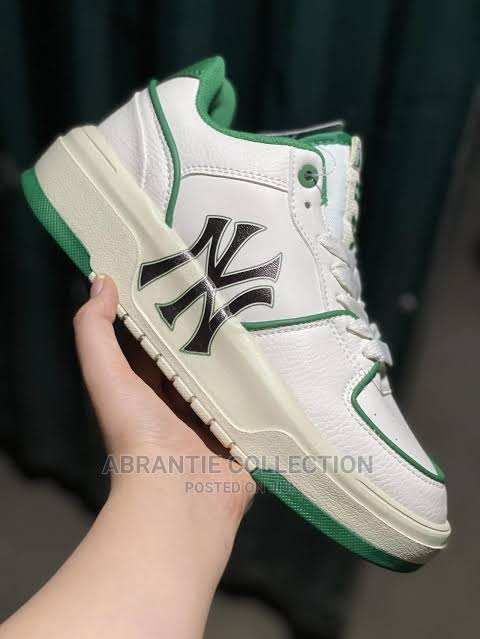 YN White Green Colour Black Logo Sneaker shoes MLB