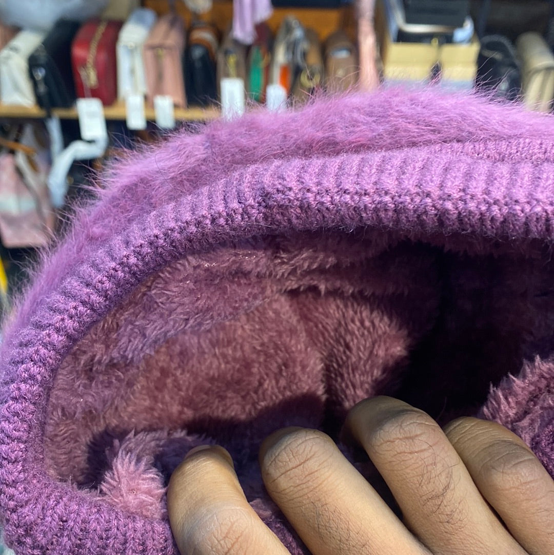 Pink Colour DO Wool Women's Fashion Hat Plush Knitted Wind Shield Ear Guard Solid Color Atmosphere Simple Autumn and Winter Warm Hat DO Cap 9352