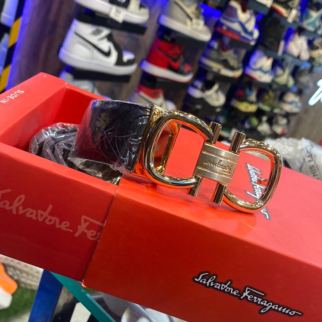 Ref Black Colour Rose Gold Colour Buckle Men Belt 12113