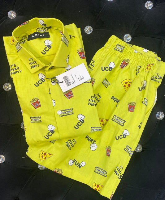 IMA Neon Colour With UCB Ticket Print Important Shirt With Shorts Coord Set 298176