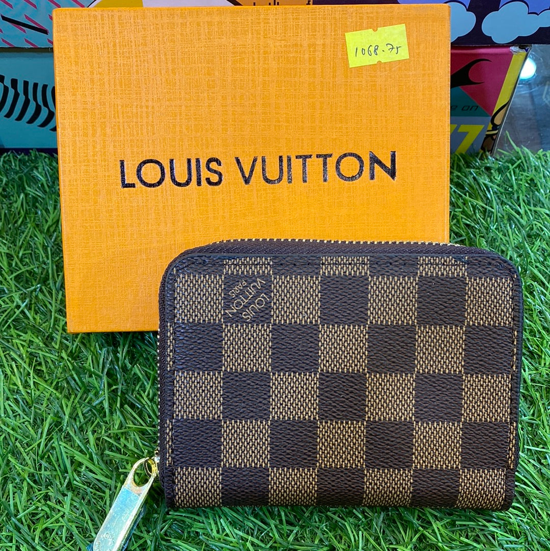 Brown Check Zipper Unisex Wallet 600671