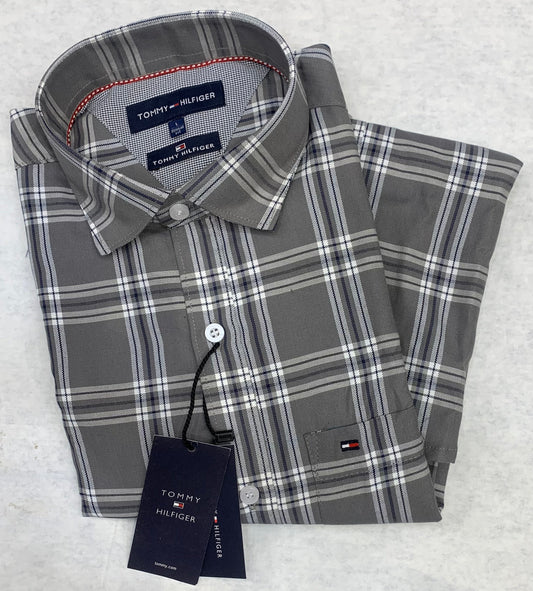 Mot Tom Grey Check Casual Mens Shirt 1105036