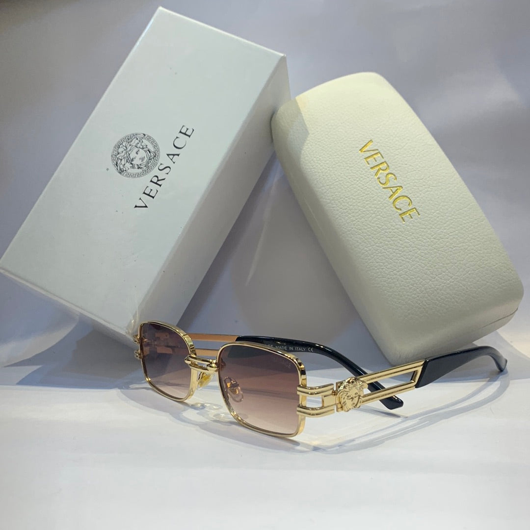 Ver rev Glossy  gold Frame brown Shade Unisex Sunglass 8060 55 17 135