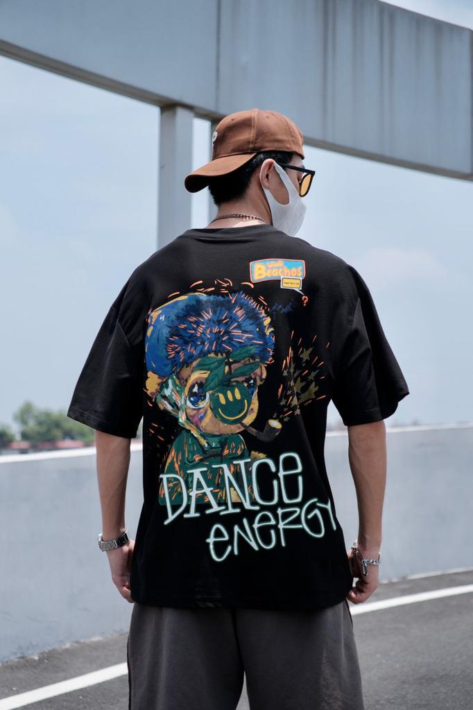 Dance Energy Black Colour With Front Back Embroidery Premium Quality Tshirt 1728