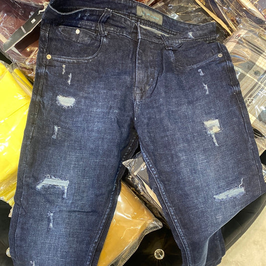 MRA Blue Faint Branded Rugged Designer Men’s Jeans 110126