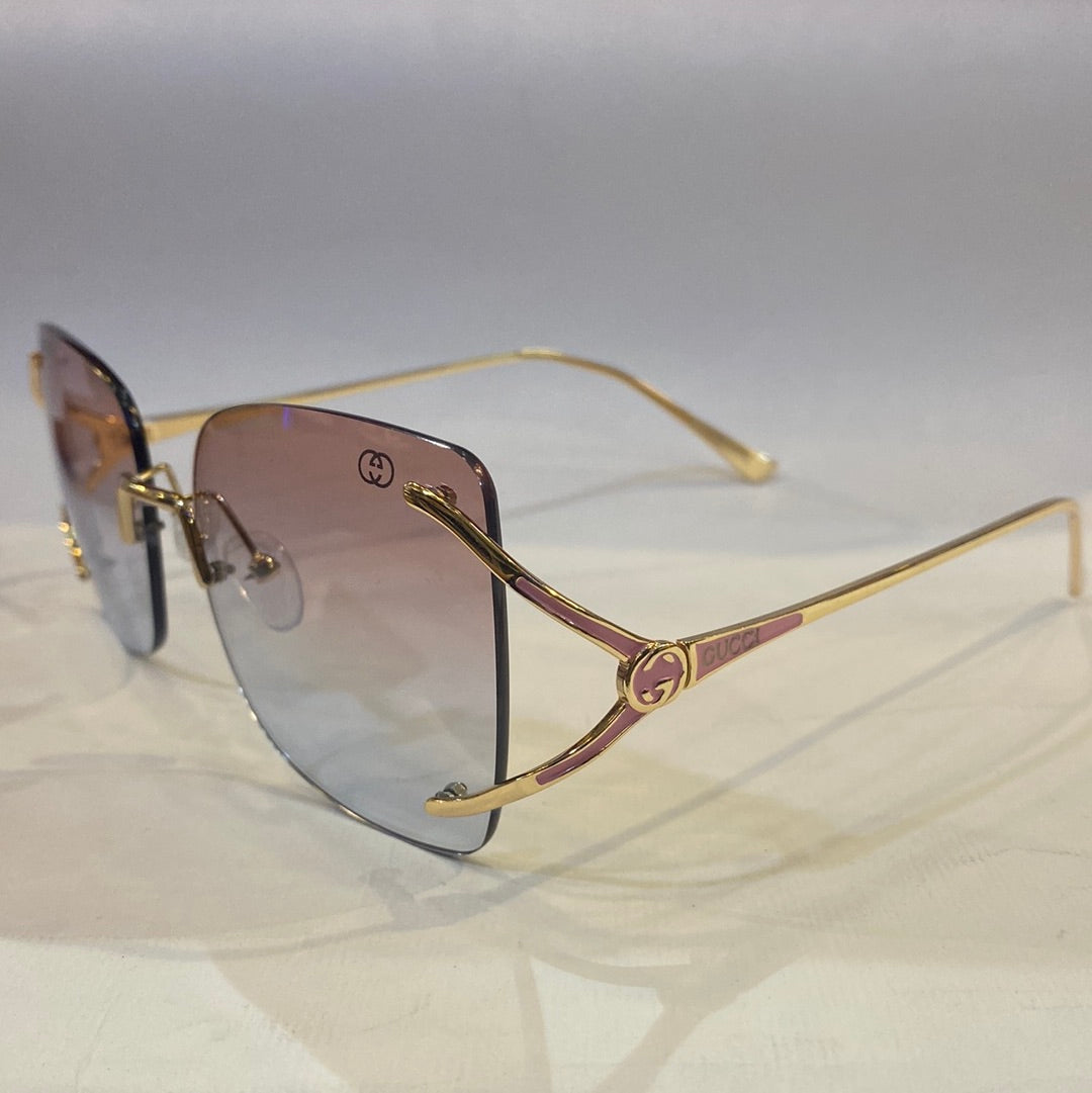 CUG Frameless Golden Stick Pink Blue Shade Sunglass G611 58 15-140