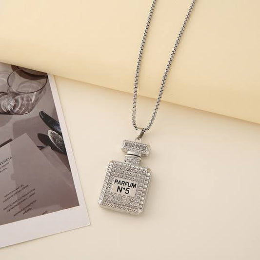Sliver Perfume Bottle Pendant Necklace Chain 50272