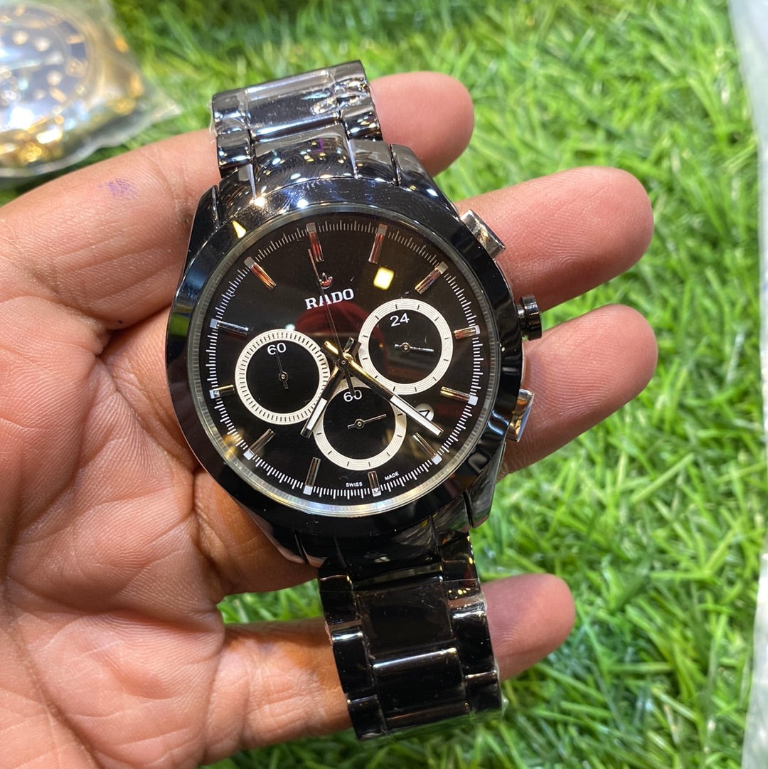 Dar Black Chain Black Silver Dial Ceramic Men’s Watch