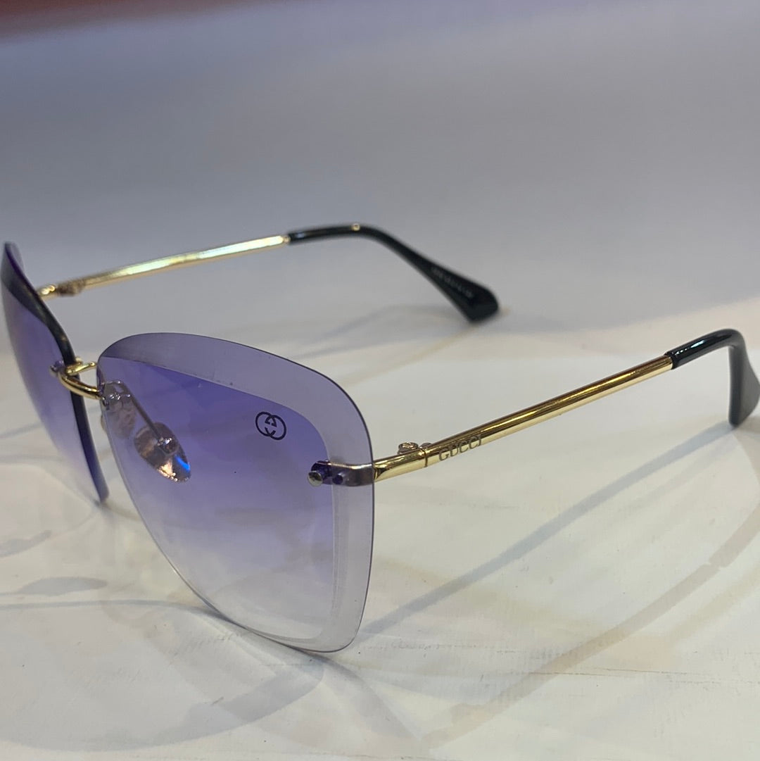 CUG Frameless Golden Black Stick Purple Shade Unisex Sunglass 6856 65 14-135