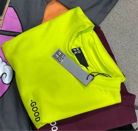 HOPE Neon Colour With Good Time Back Print Drop Shoulder TShirt 108618