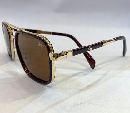 YAM Golden Brown Frame Brown Shade Sunglass ZS-98002 52 18-142