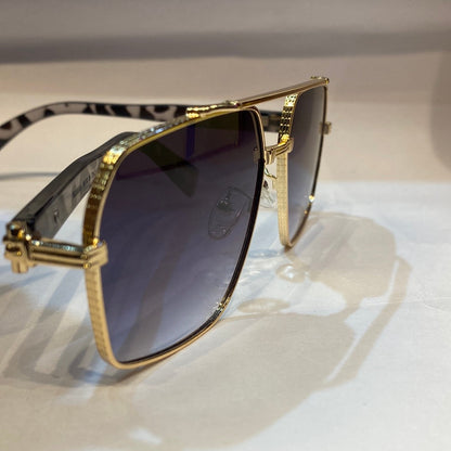 Lab Gold Leopard Print Frame Black Shade Sunglass 2A578 5616-140