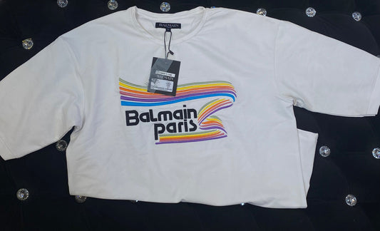 LAB White Colour With Multiple Colour Lab Print And Lycra Cotton Fabric Drop Shoulder TShirt