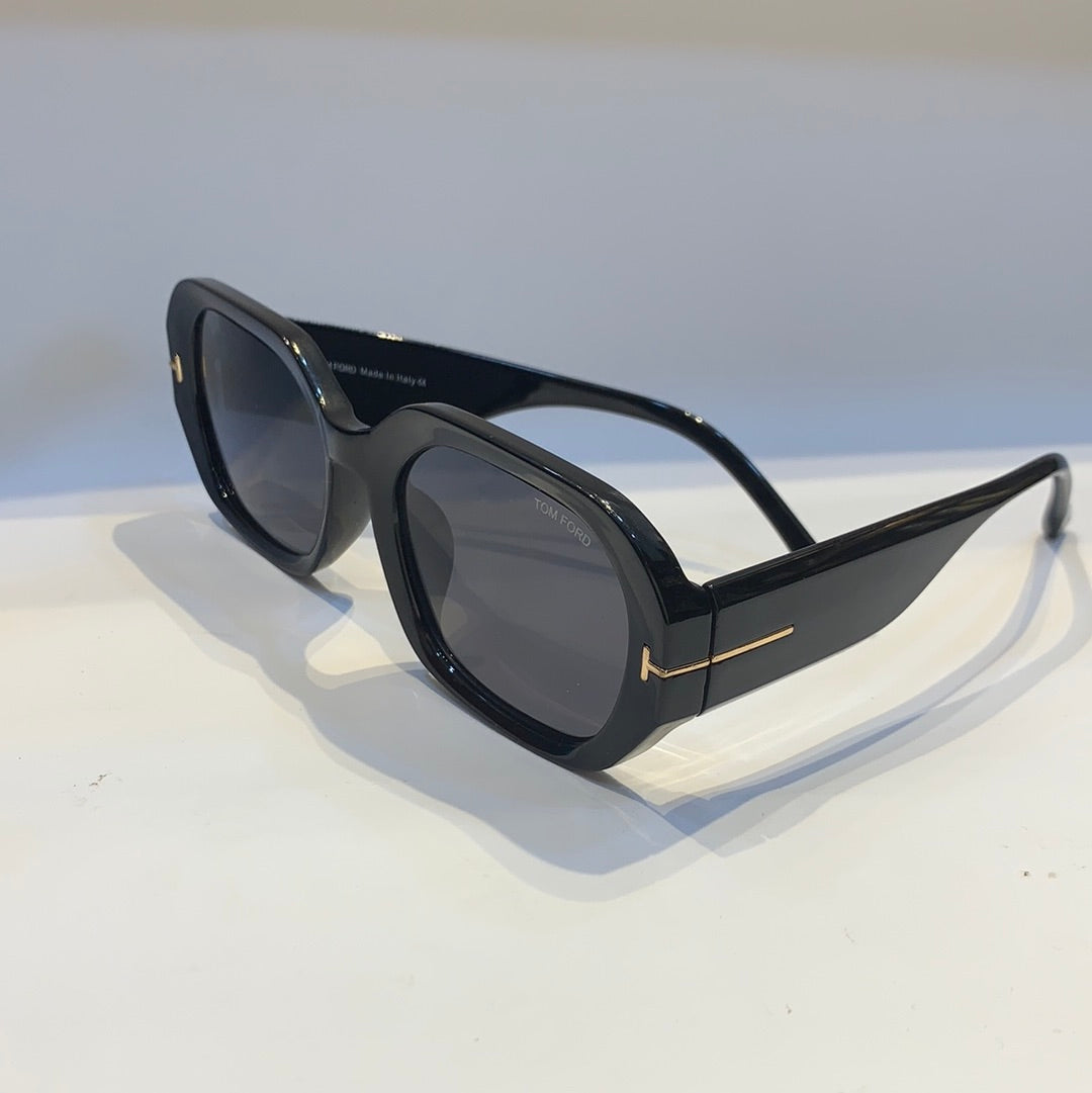 Mot Glossy Black Frame Black Shade Unisex Sunglass