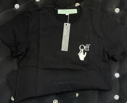 IAM FFO OFF Black Colour With OFF White Colour Print And Back Print  Lycra Cotton Fabric TShirt 781409