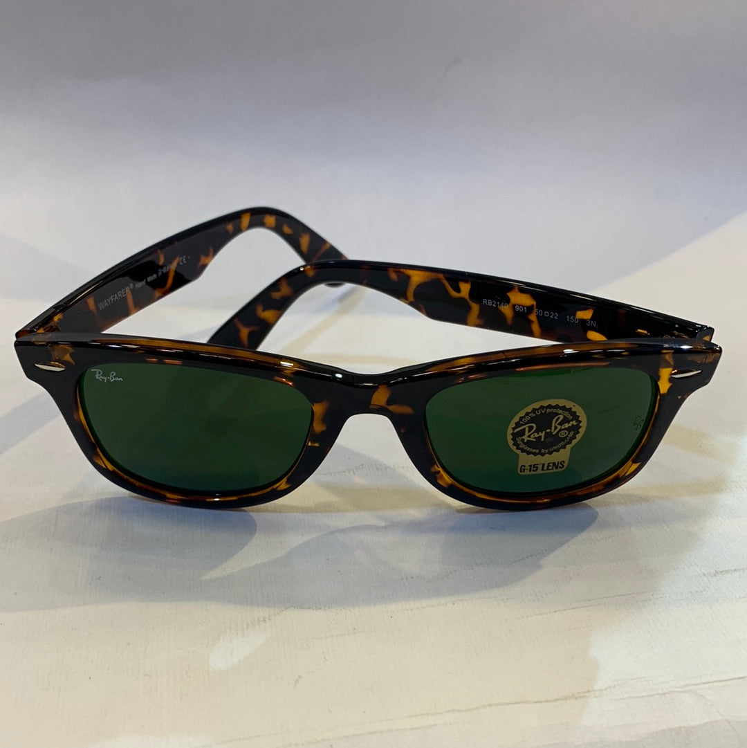 YAR RB Glossy Leopard Frame Green Shade Sunglasses RB2140 901 50 22 150 3N