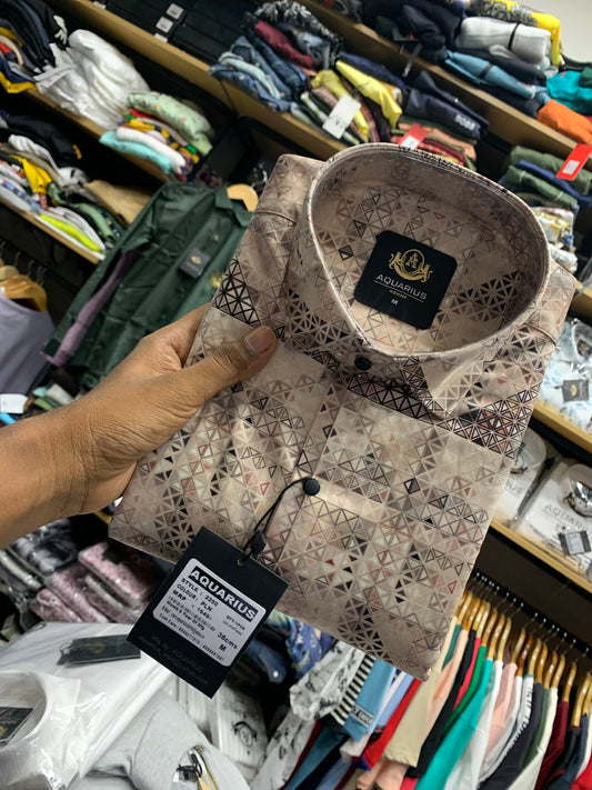 Aquarius Gold Color With Print Premium Quality Shirt 2250