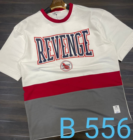 Black Colour Revenge Printed Drop-Shoulder TShirt