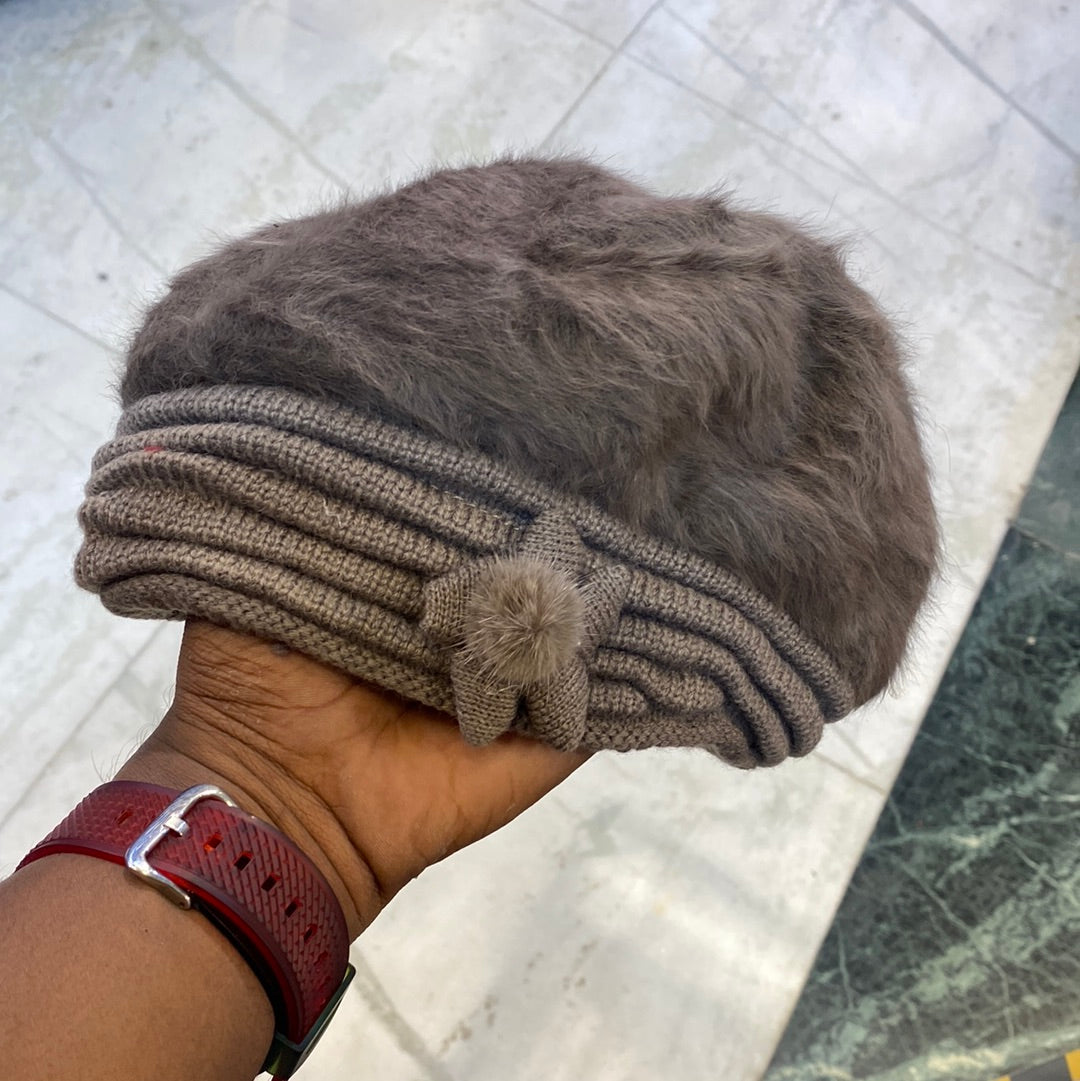Lite Brown Colour Women Winter Warm Knitted Pumpkin Hat Casual Plus Bean Ladies Cap 9348