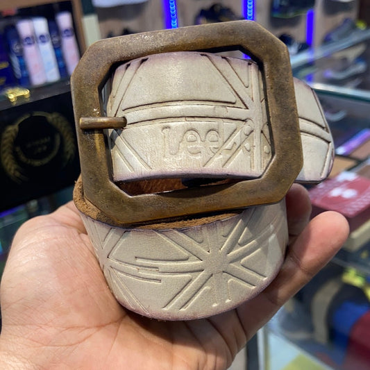 White Genuine Leather Belt for Men