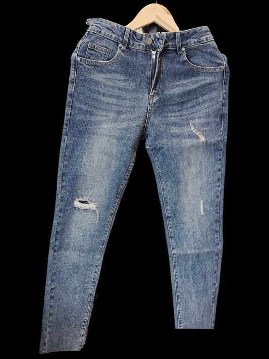 YC JEANS Dark Blue Faded With Ripped Slim Fit Jeans 901