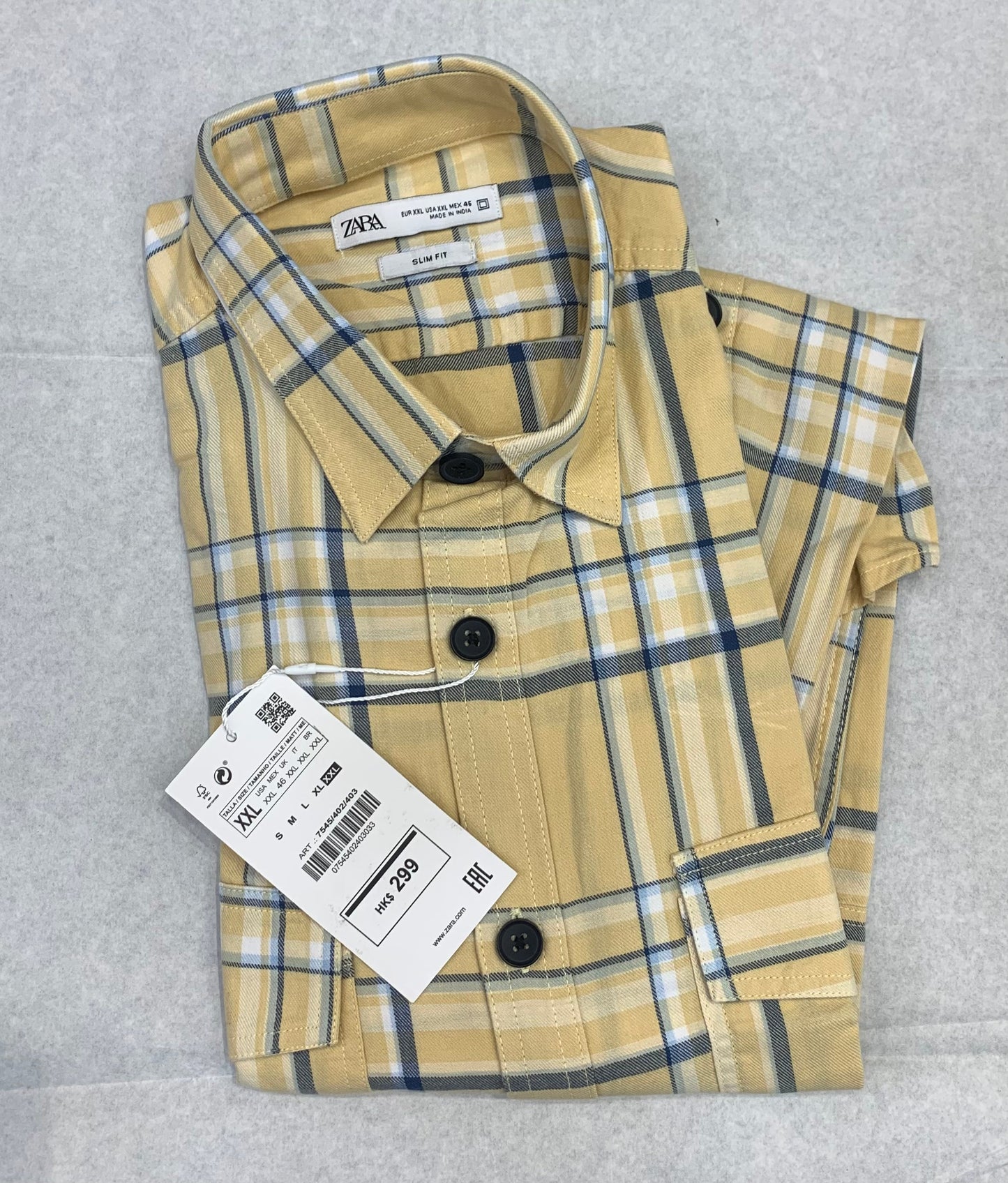 ZR Yellow Blue Color Check Premium Quality Full Sleeve Shirt 861051