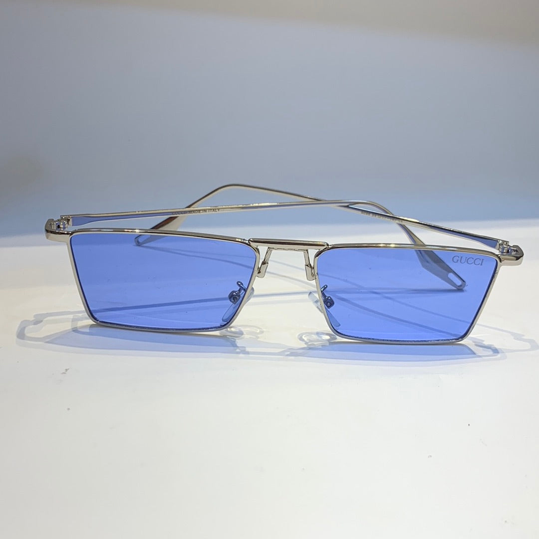 Cug Silver Frame Sky Blue Shade Unisex Sunglass 9098 54 17-147