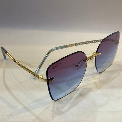CUG Frameless Golden Stick Purple Blue Shade Sunglass 68122 61 17-145