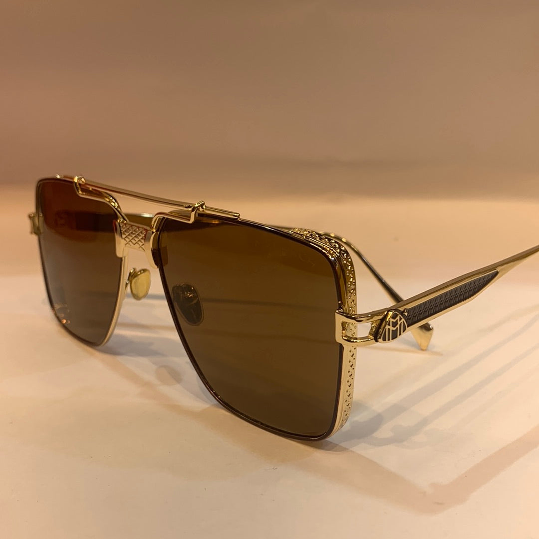 YAM Gold Frame Brown Shade Unisex Sunglass Z 80 52 16 142