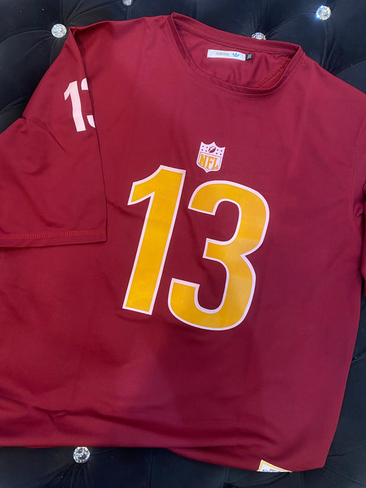 IDA NFL 13 Maroon Colour With 13 Yellow Print Lycra Fabric Down Drop Shoulder Jersey 03082023
