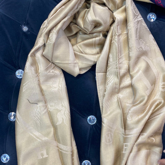 HER REH Cream Colour HER REH Print Heavy Quality Muffler  9373