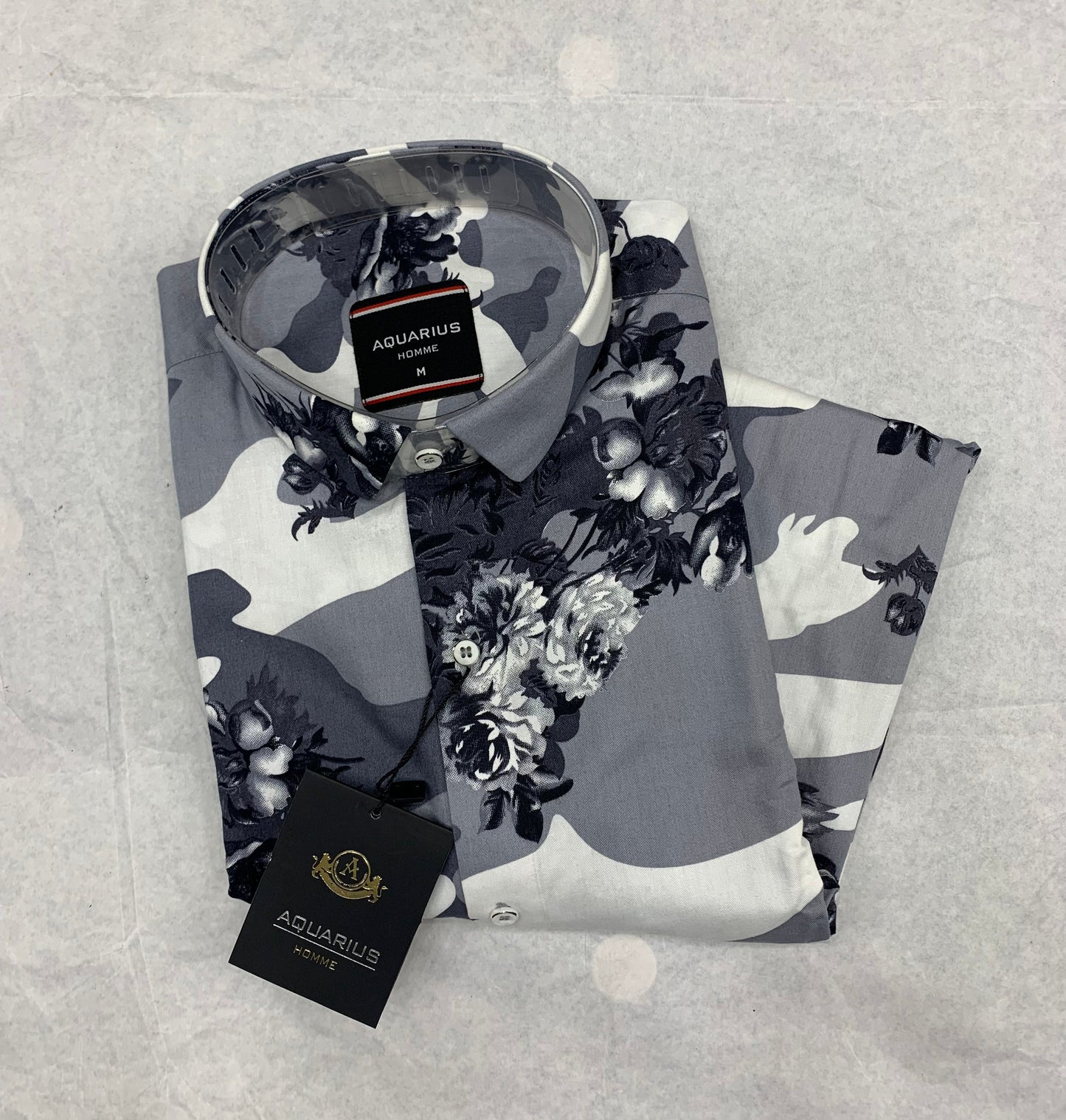 Aquarius Grey White Color With Floral Print Premium Quality Shirt 2250