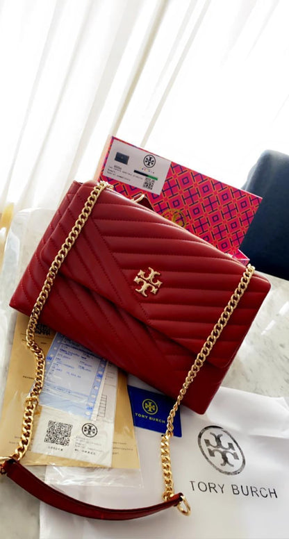 ROT Red Colour With Leather Quality Chevron Convertible Shoulder Bag Ladies Bag 880066