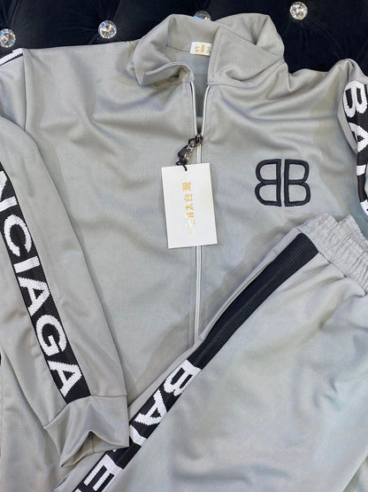 Grey Colour BAL LAB With Logo Text Sleeve Tracksuit Combo 9113