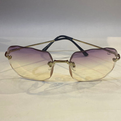 CUG Frameless Golden Black Stick Purple Transparent Shade Sunglass 68108 59 18-141