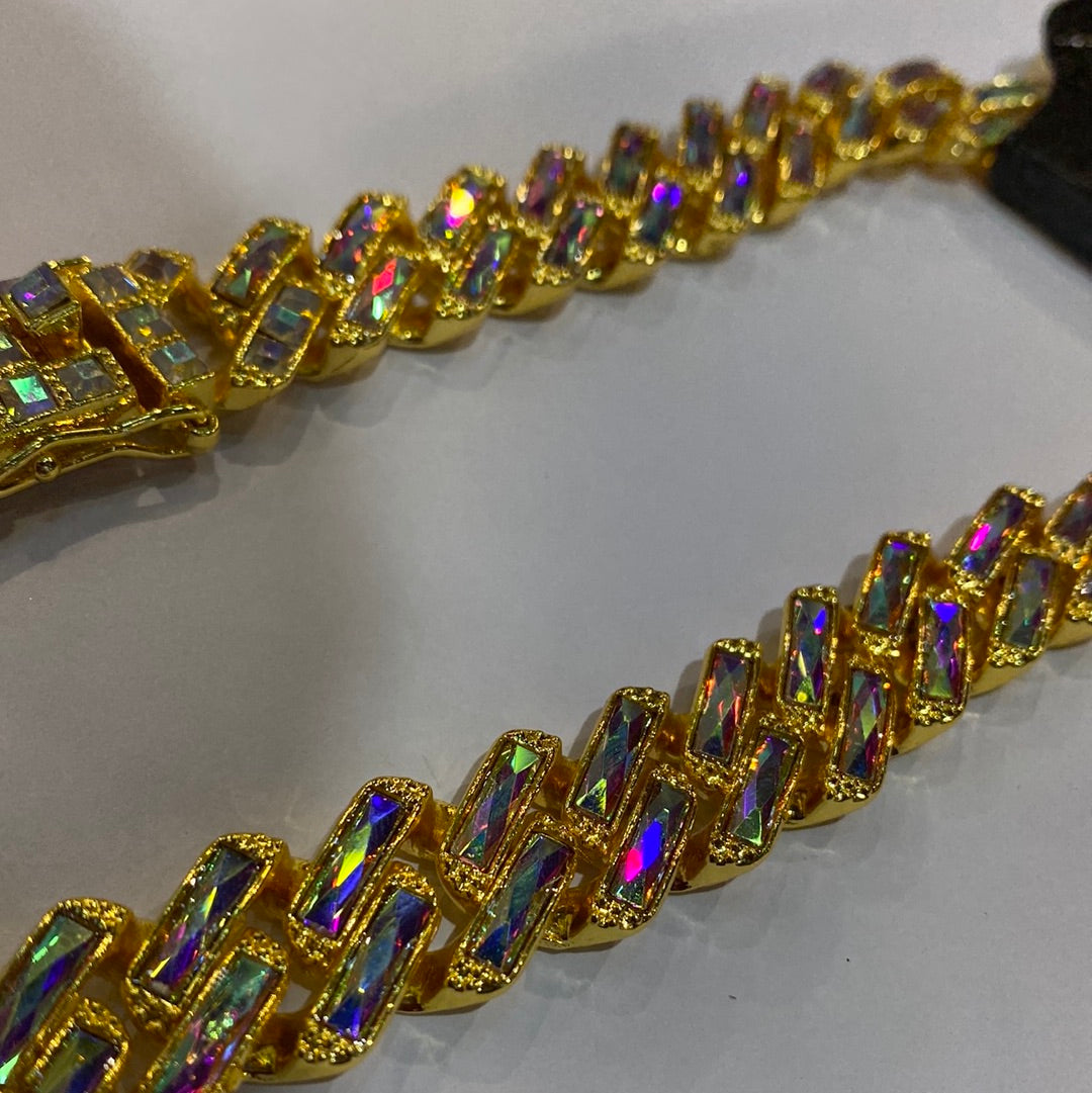 Gold Colour With Gold Diamond Studded Necklaces 75093